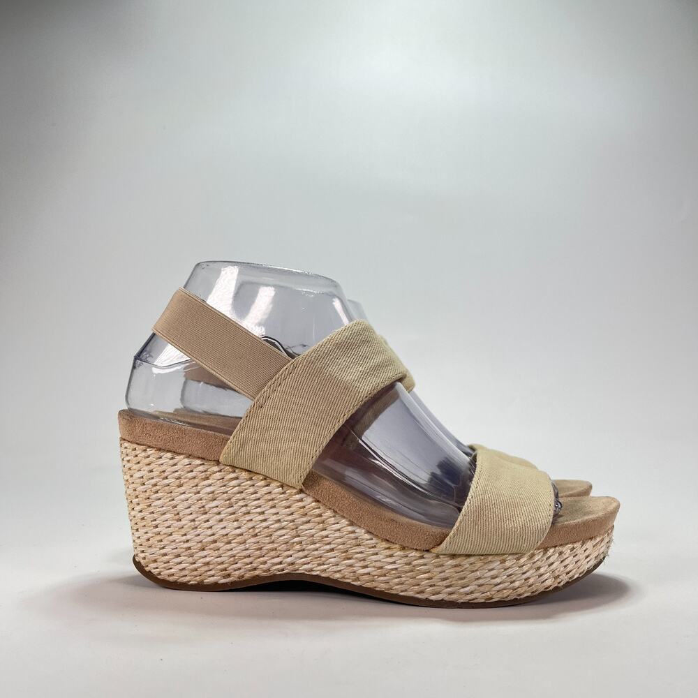 LifeStride Delta Tan Woven Espadrille Platform Wedge Sandals Women's Size 7M